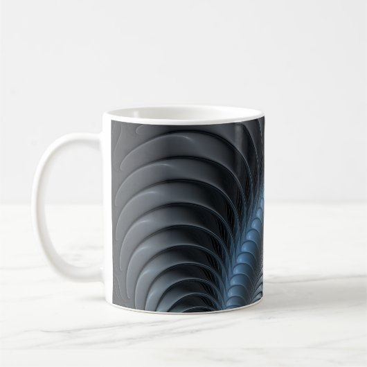 Plastic Blue Gray 3D Fraktal Kunst Modernes Abstra Kaffeetasse (Links)