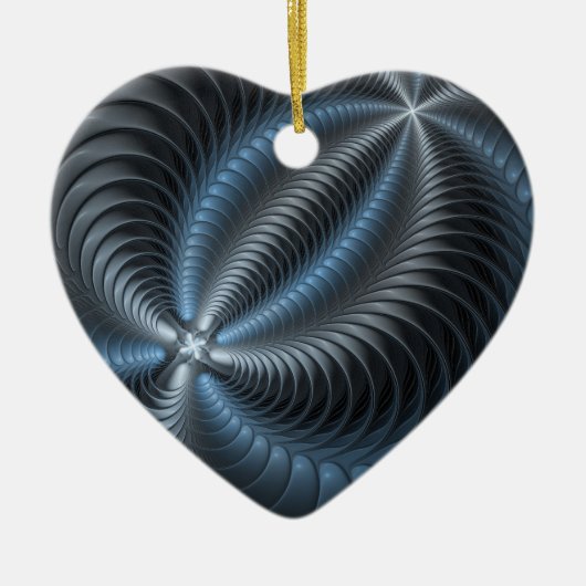 Plastic Blue Gray 3D Fraktal Kunst Modernes Abstra Keramik Ornament (Vorne)