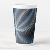 Plastic Blue Gray 3D Fraktal Kunst Modernes Abstra Milchtasse (Vorderseite)