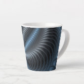 Plastic Blue Gray 3D Fraktal Kunst Modernes Abstra Milchtasse (Rechte Ecke)