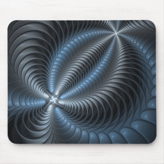 Plastic Blue Gray 3D Fraktal Kunst Modernes Abstra Mousepad (Vorne)