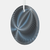 Plastic Blue Gray 3D Fraktal Kunst Modernes Abstra Ornament Aus Glas (Vorderseite links)