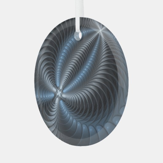 Plastic Blue Gray 3D Fraktal Kunst Modernes Abstra Ornament Aus Glas (Vorderseite links)