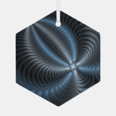 Plastic Blue Gray 3D Fraktal Kunst Modernes Abstra Ornament Aus Glas (Rückseite)