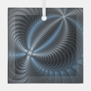 Plastic Blue Gray 3D Fraktal Kunst Modernes Abstra Ornament Aus Glas