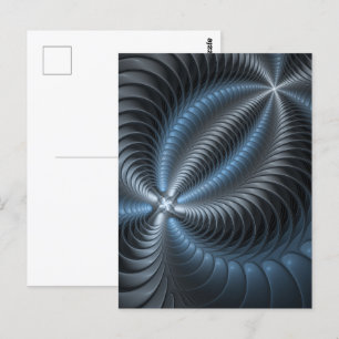 Plastic Blue Gray 3D Fraktal Kunst Modernes Abstra Postkarte