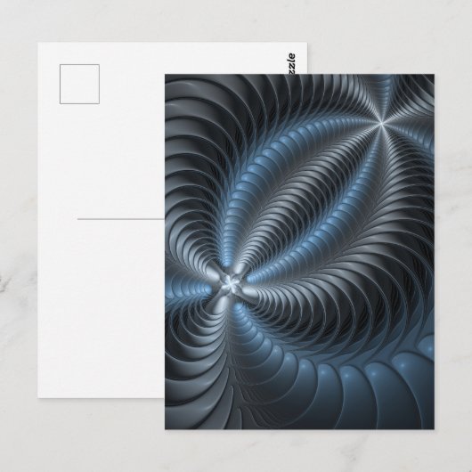Plastic Blue Gray 3D Fraktal Kunst Modernes Abstra Postkarte (Vorne/Hinten)