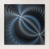 Plastic Blue Gray 3D Fraktal Kunst Modernes Abstra Puzzle (Horizontal)