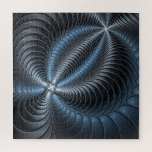 Plastic Blue Gray 3D Fraktal Kunst Modernes Abstra Puzzle