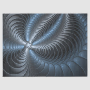 Plastic Blue Gray 3D Fraktal Kunst Modernes Abstra Seidenpapier