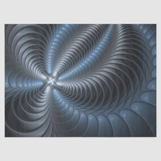 Plastic Blue Gray 3D Fraktal Kunst Modernes Abstra Seidenpapier (Vorderseite)