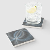 Plastic Blue Gray 3D Fraktal Kunst Modernes Abstra Steinuntersetzer (Seitenansicht)