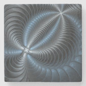 Plastic Blue Gray 3D Fraktal Kunst Modernes Abstra Steinuntersetzer (Vorderseite)