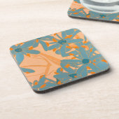 Plastic Coaster Contemporary Leaf Design in Peach Getränkeuntersetzer (Linke Seite)