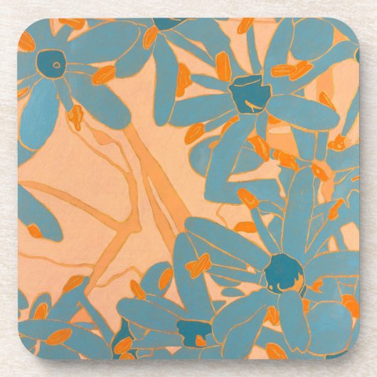 Plastic Coaster Contemporary Leaf Design in Peach Getränkeuntersetzer (Vorderseite)