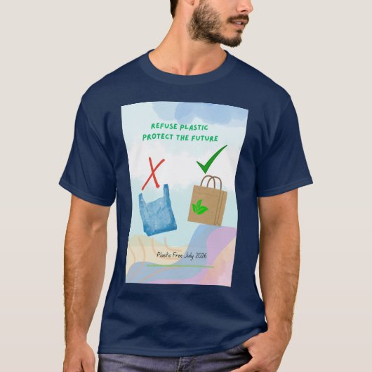 Plastic Free July 2026 T-Shirt (Vorderseite)