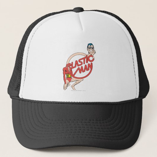Plastic Man Gummihals-Warnschild Truckerkappe (Vorderseite)