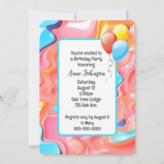 Plastic Psychedelic Birthday Invite Einladung (Vorderseite)