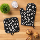 Plastic Vampire Zähne - Schwarz Ofenhandschuh & Topflappen-Set (Oben Unten)