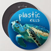 Plastik tötet Ozean-Schildkröte-Knopf Button (Vorne & Hinten)
