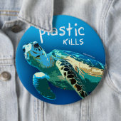 Plastik tötet Ozean-Schildkröte-Knopf Button (Beispiel)