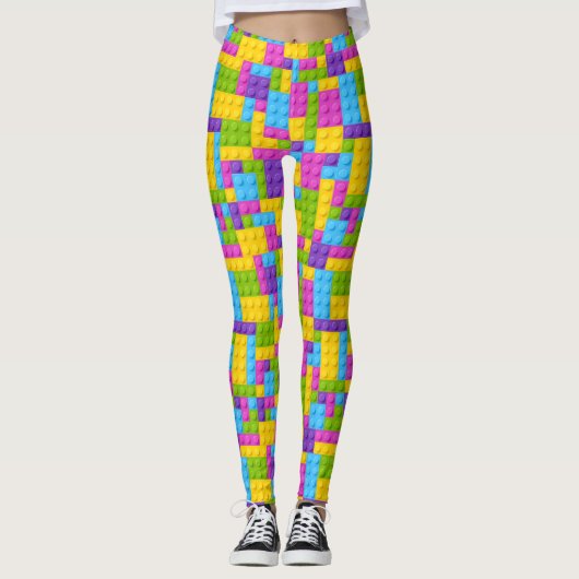 Plastikbau blockiert Muster Leggings (Vorderseite)