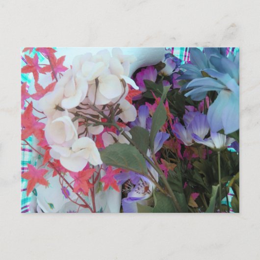 PlastikBlumen-Blumenstrauß Postkarte (Vorderseite)