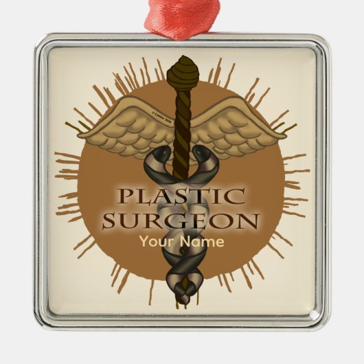 Plastikchirurg Caduceus Square Ornament (Vorne)