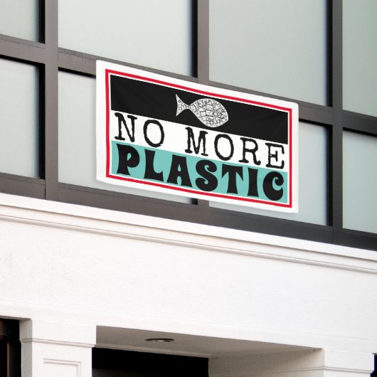 Plastikfisch, Klimawandel Banner (Äußeres Gebäude)