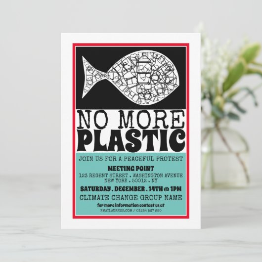 Plastikfisch, Treffpunkt für den Klimawandel Einladung (Stehend Vorderseite)