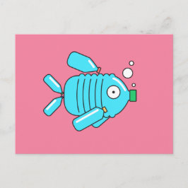 Plastikflaschen Fische // Klimaschutz Postkarte