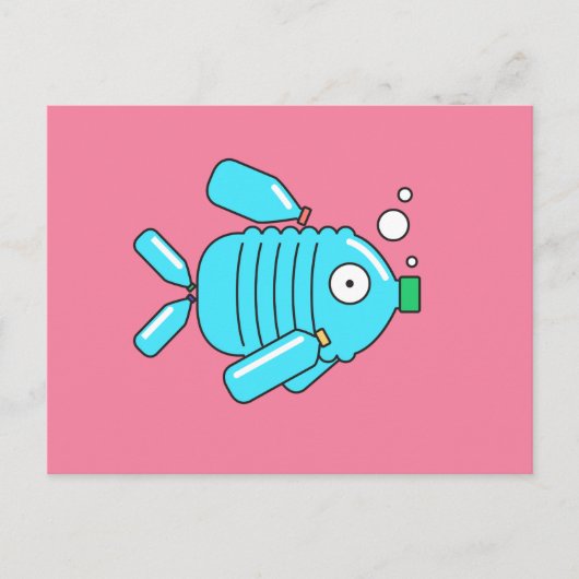 Plastikflaschen Fische // Klimaschutz Postkarte (Vorderseite)