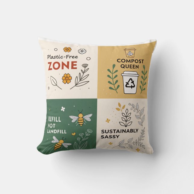 Plastikfreie Zone - Öko-bewusstes Design Kissen (Vorderseite)