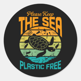 Plastikfreies Sprichwort auf dem Meer behalten, Runder Aufkleber