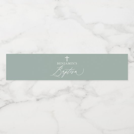 Plastische Green Cross Boy Taufe Wasser Flasche Et Wasserflaschenetikett (Einzelnes Label)