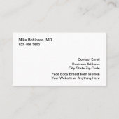 Plastische Operation Visitenkarte (Rückseite)