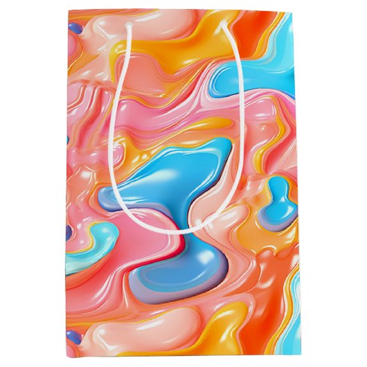 Plastische psychedelische Fluid-Formen Mittlere Geschenktüte (Vorderseite)