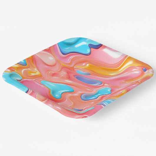 Plastische psychedelische Fluid-Formen Pappteller (Gewinkelt)