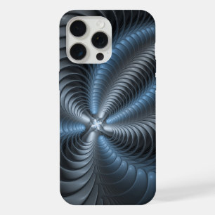 Plastisches Blau-Grau 3D-Fraktal-Art-Moderne-Abstr iPhone 15 Pro Max Hülle