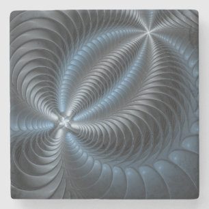Plastisches Blau-Grau 3D-Fraktal-Art-Moderne-Abstr Steinuntersetzer