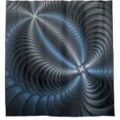 Plastisches Blau-Grau 3D-Fraktal-Art modernes Abst Duschvorhang (Vorderseite)