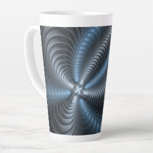 Plastisches Blau-Grau 3D-Fraktal-Art Modernes Abst Milchtasse