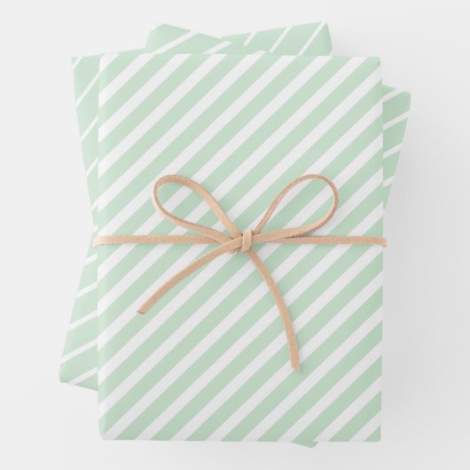 Plastpapiere mit grünen Streifen Geschenkpapier Set (Beispiel)