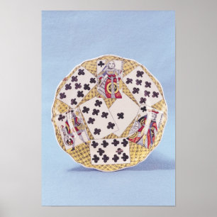 Plate decorated with a trompe l'oeil poster