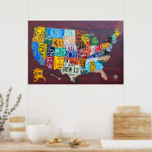 Plate Karte der Vereinigten Staaten 2012 Ed. 1 Poster (Küche)