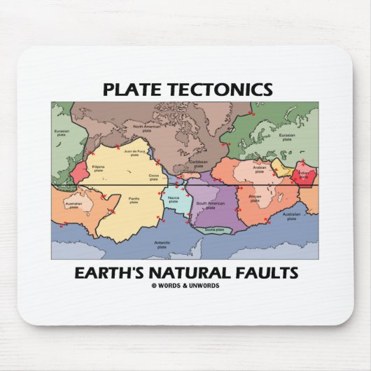 Plate Tectonics Earth's Natural Faults (Weltkarte) Mousepad (Vorne)