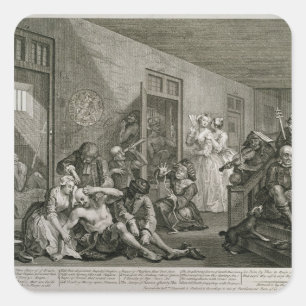 Plate VIII von A Rake's Progress, 1735 Quadratischer Aufkleber
