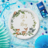 Plate Woodland baby shower, woodland animals baby Pappteller (Party)