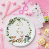 Plate Woodland baby shower, woodland animals baby Pappteller (Party)