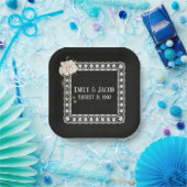 Plateau auf schwarzem Leder Pappteller (Party)